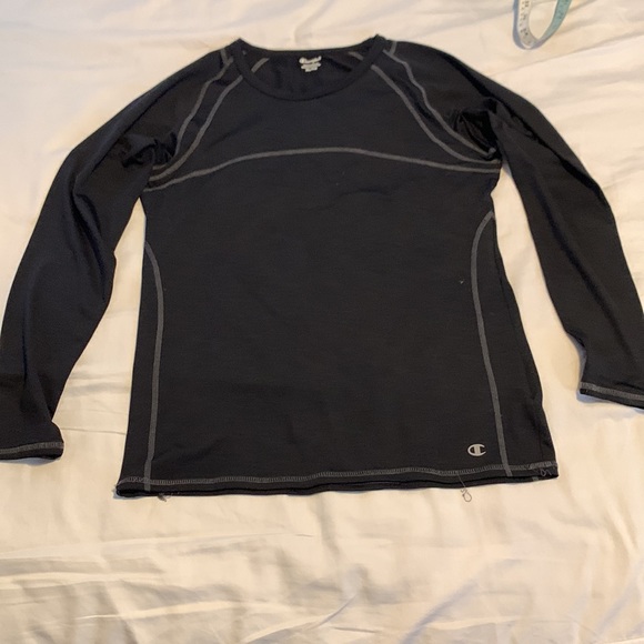 Champion long sleeve , fitted top, Black with Grey stitching detail. XL. - Picture 1 of 8